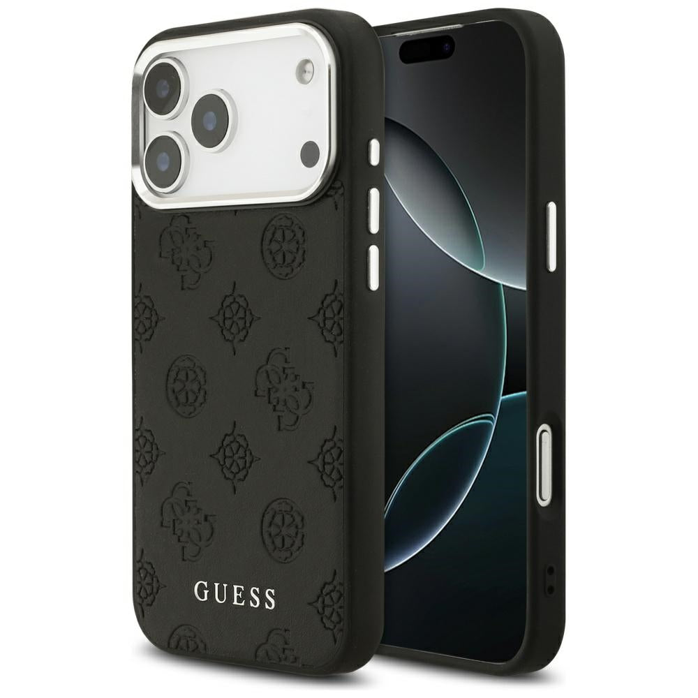 Etui MagSafe dla Apple iPhone 17 Pro Max, Guess, Peony Hot Stamp Script, Czarne