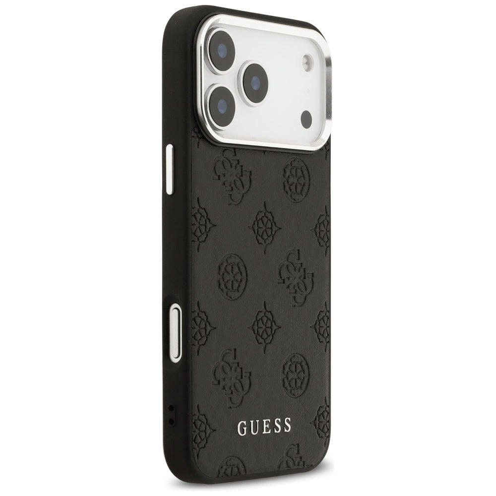 Etui MagSafe dla Apple iPhone 17 Pro Max, Guess, Peony Hot Stamp Script, Czarne