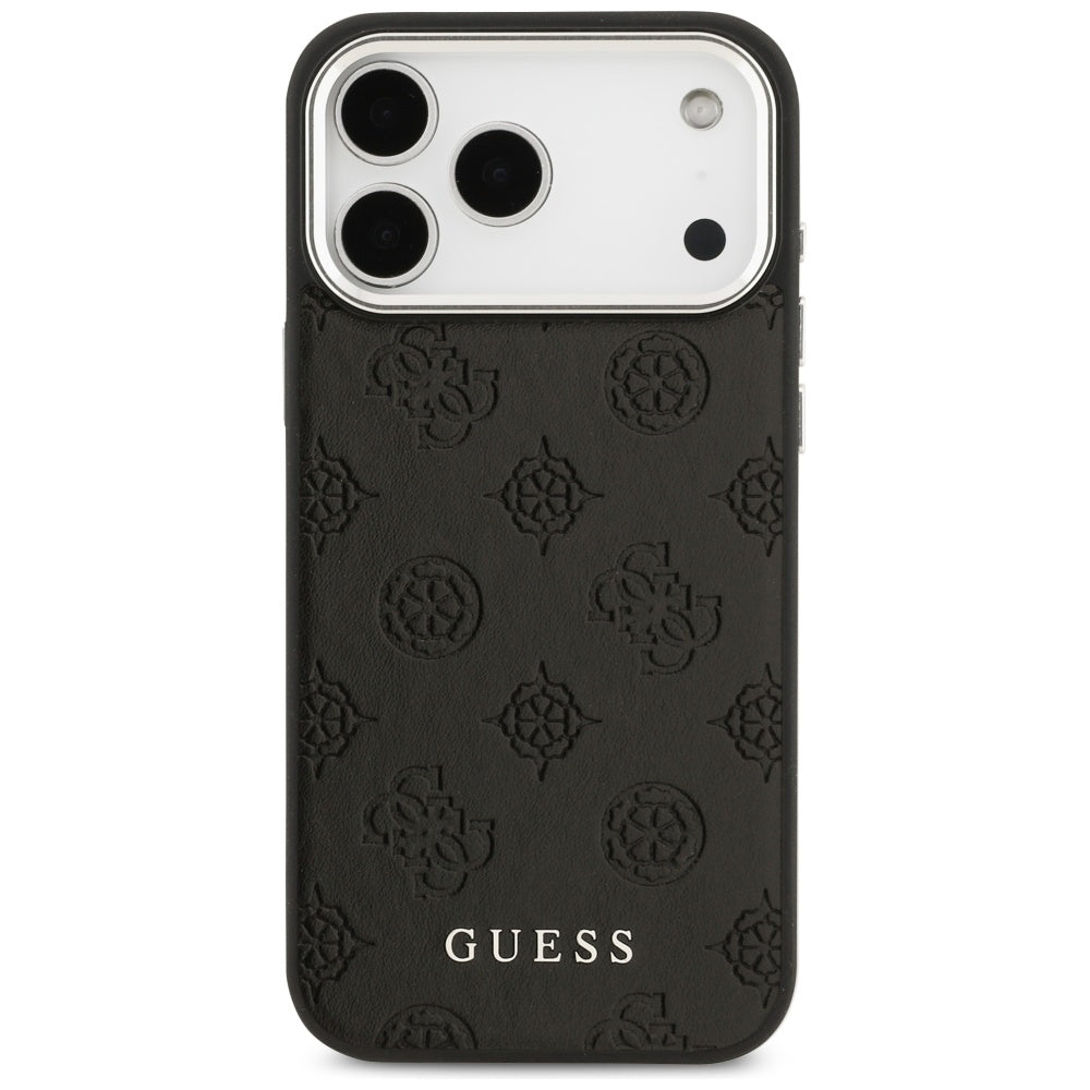Etui MagSafe dla Apple iPhone 17 Pro Max, Guess, Peony Hot Stamp Script, Czarne