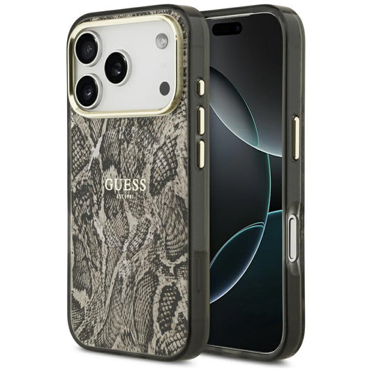 Etui MagSafe dla Apple iPhone 17 Pro Max, Guess, Python Pattern, Brązowy