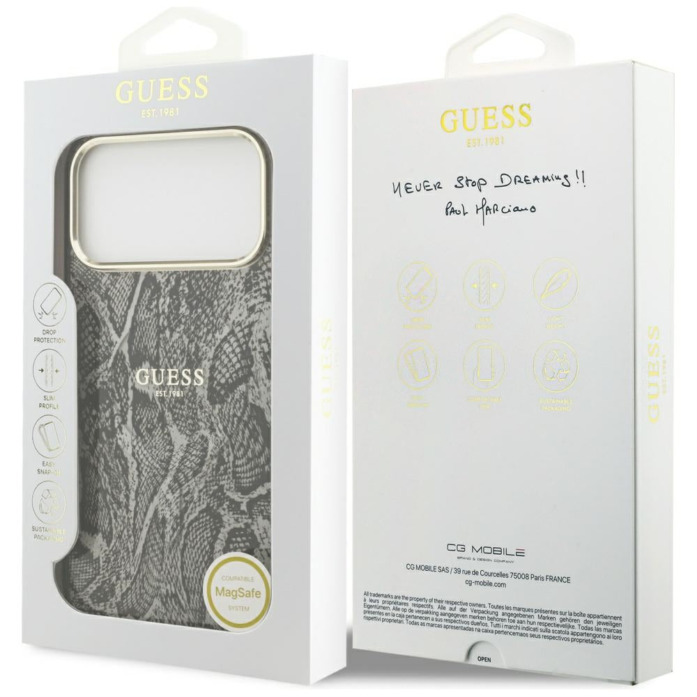 Etui MagSafe dla Apple iPhone 17 Pro Max, Guess, Python Pattern, Czarne