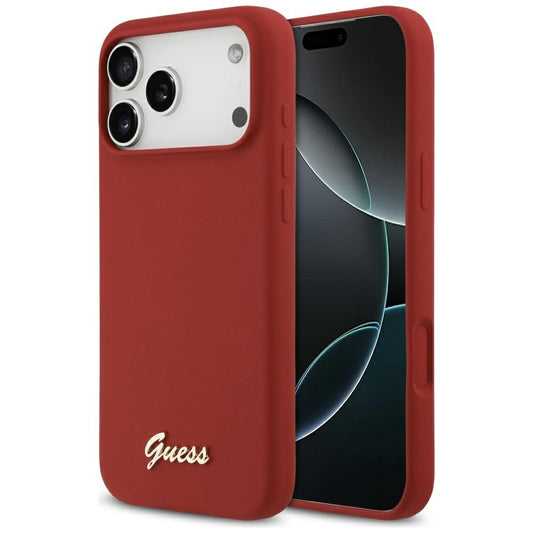 MagSafe Case for Apple iPhone 17 Pro Max, Guess, Script Metal Logo, Pink