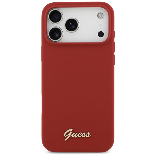 MagSafe Case for Apple iPhone 17 Pro Max, Guess, Script Metal Logo, Pink