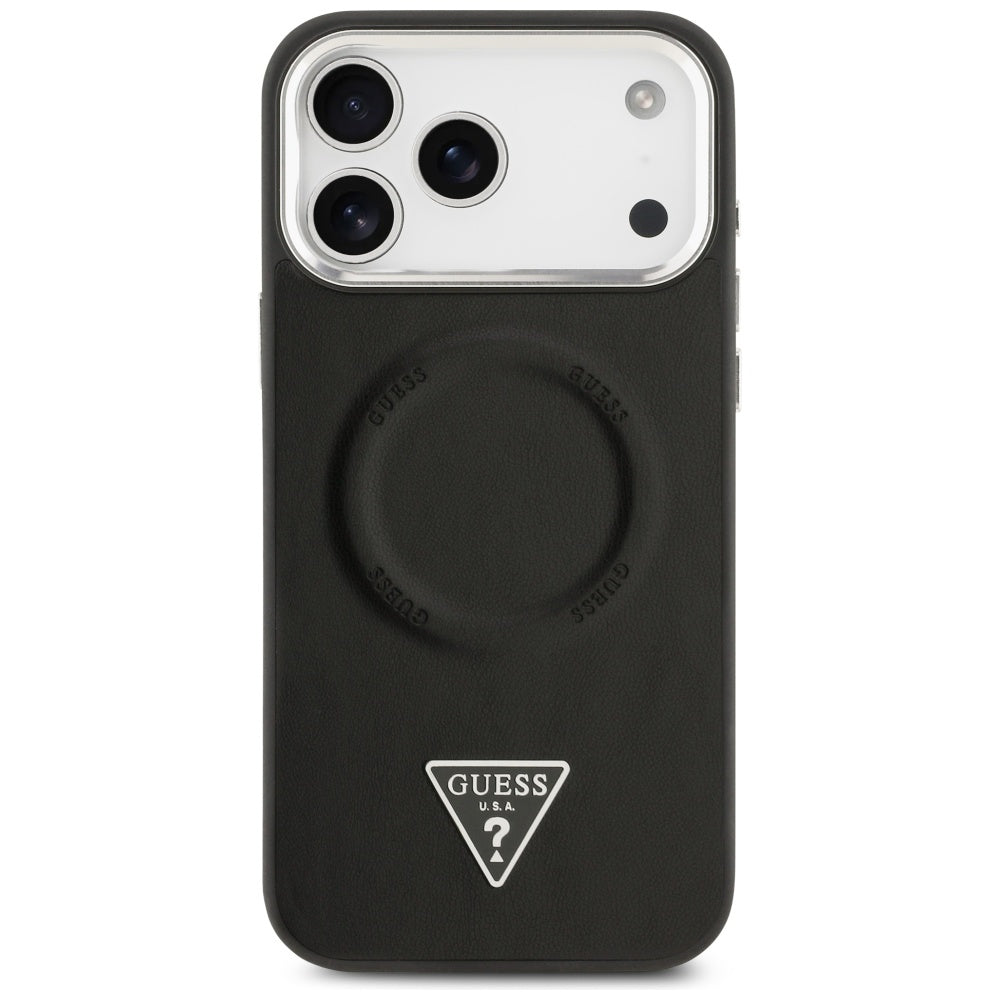 Etui MagSafe dla Apple iPhone 17 Pro Max, Guess, Triangle Logo, Czarne Srebrne