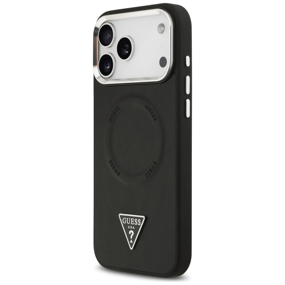 Etui MagSafe dla Apple iPhone 17 Pro Max, Guess, Triangle Logo, Czarne Srebrne