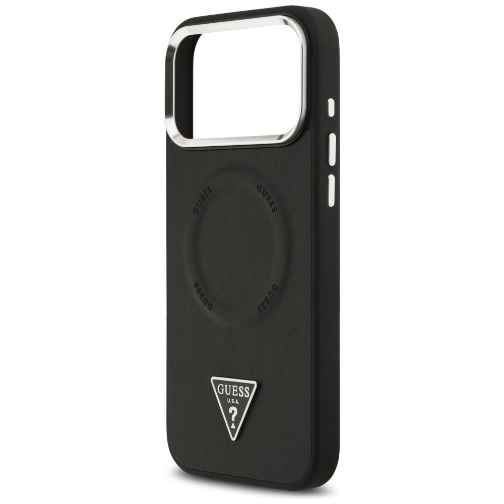 Etui MagSafe dla Apple iPhone 17 Pro Max, Guess, Triangle Logo, Czarne Srebrne