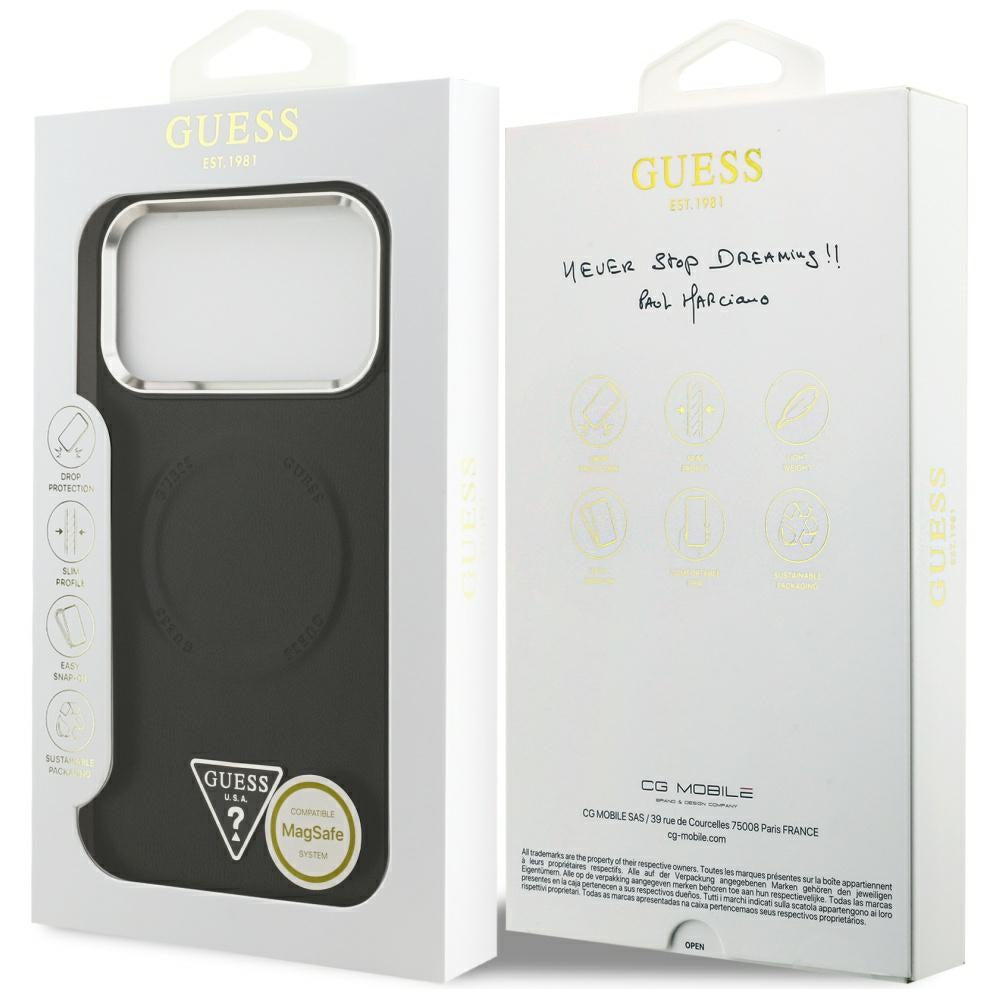 Etui MagSafe dla Apple iPhone 17 Pro Max, Guess, Triangle Logo, Czarne Srebrne