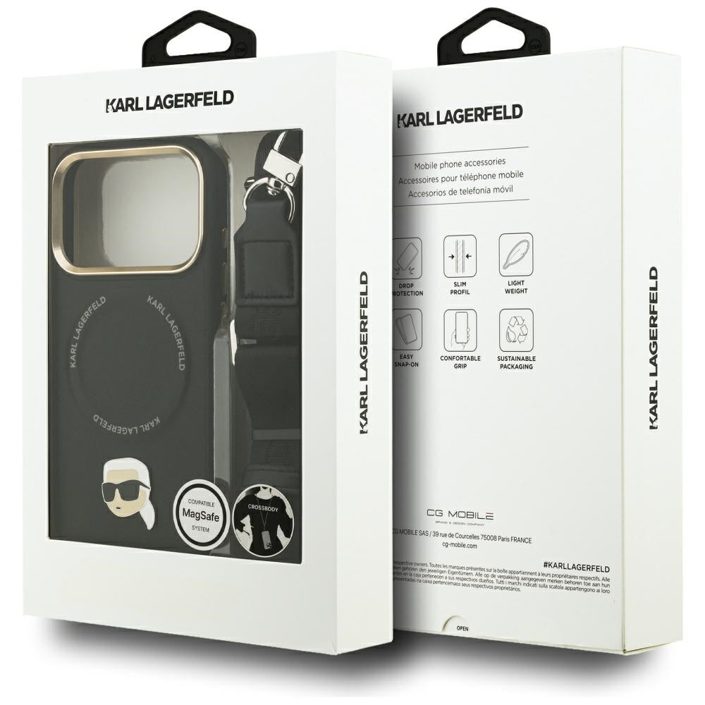 Etui MagSafe dla Apple iPhone 17 Pro Max, Karl Lagerfeld, Big Strap Karl Metal Logo, Czarne