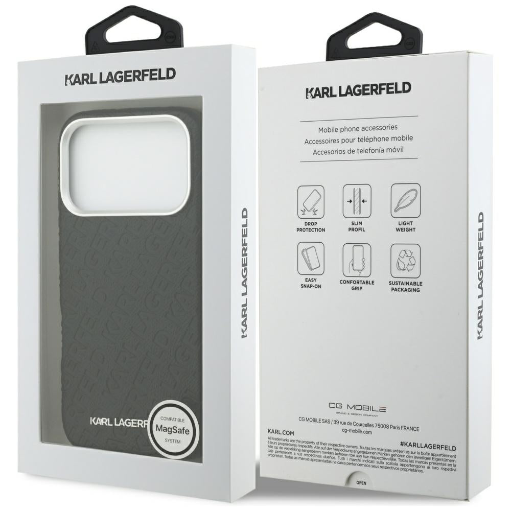 Etui MagSafe dla Apple iPhone 17 Pro Max, Karl Lagerfeld, FW Stamped Karl, Czarne