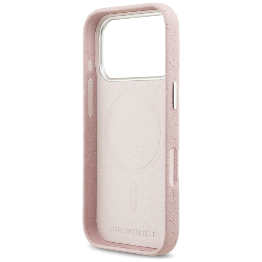Etui MagSafe dla Apple iPhone 17 Pro Max, Karl Lagerfeld, FW Stamped Karl, Różowy