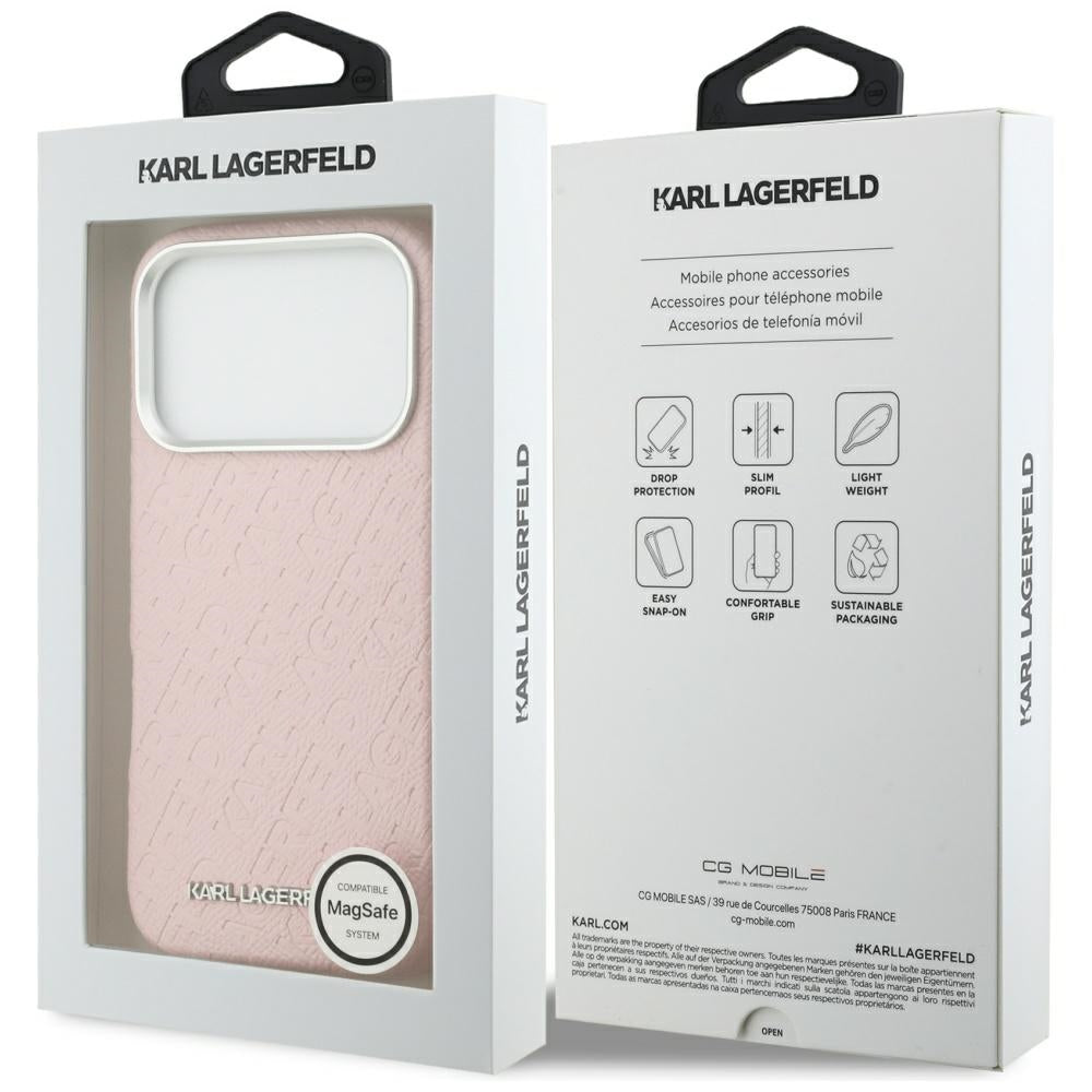 Etui MagSafe dla Apple iPhone 17 Pro Max, Karl Lagerfeld, FW Stamped Karl, Różowy