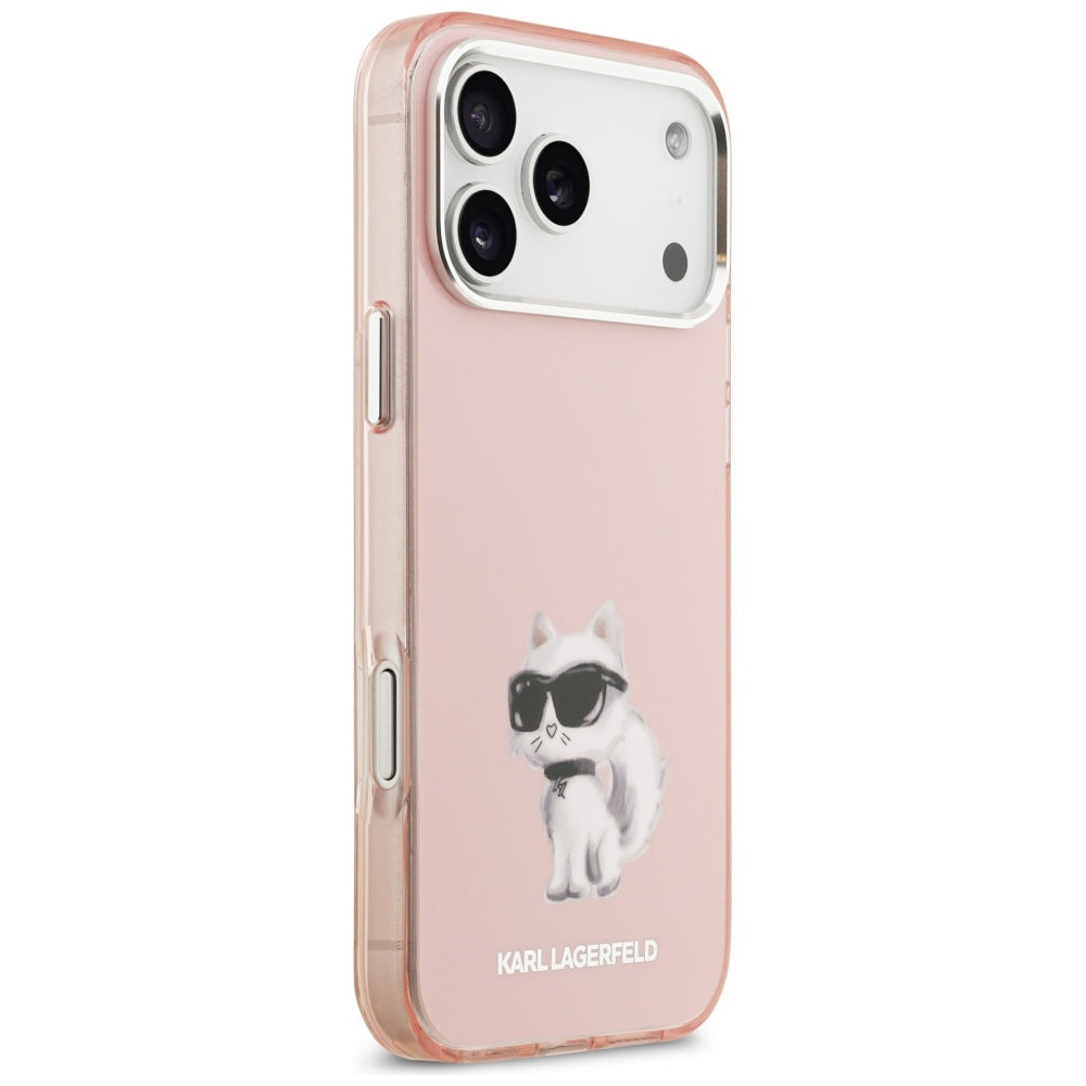 Etui MagSafe dla Apple iPhone 17 Pro Max, Karl Lagerfeld, IML Aquarelle Logo Choupette, Różowy