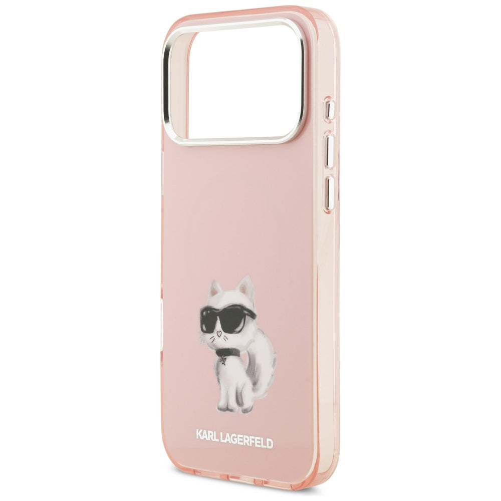 Etui MagSafe dla Apple iPhone 17 Pro Max, Karl Lagerfeld, IML Aquarelle Logo Choupette, Różowy