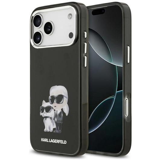 Etui MagSafe dla Apple iPhone 17 Pro Max, Karl Lagerfeld, IML Aquarelle Logo Karl & Choupette, Czarne