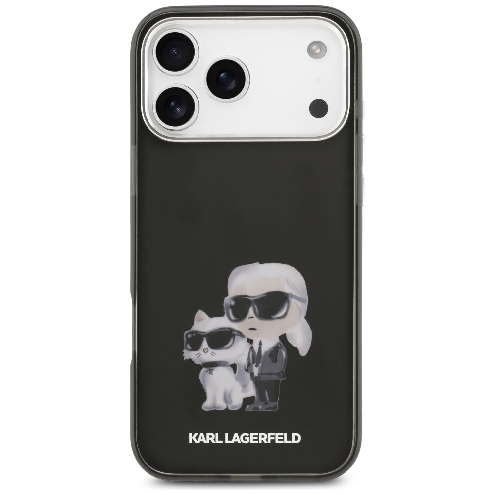 Etui MagSafe dla Apple iPhone 17 Pro Max, Karl Lagerfeld, IML Aquarelle Logo Karl & Choupette, Czarne