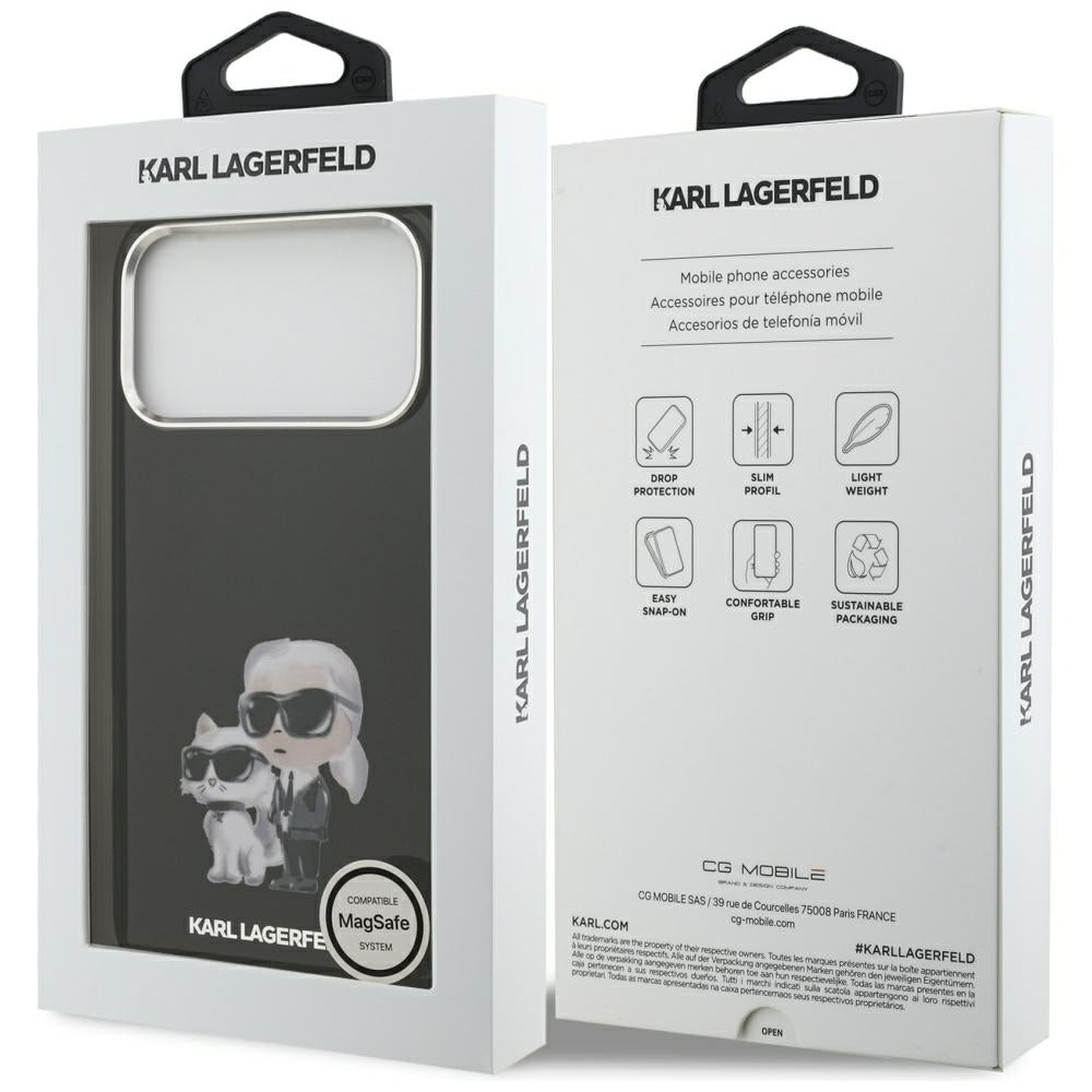 Etui MagSafe dla Apple iPhone 17 Pro Max, Karl Lagerfeld, IML Aquarelle Logo Karl & Choupette, Czarne