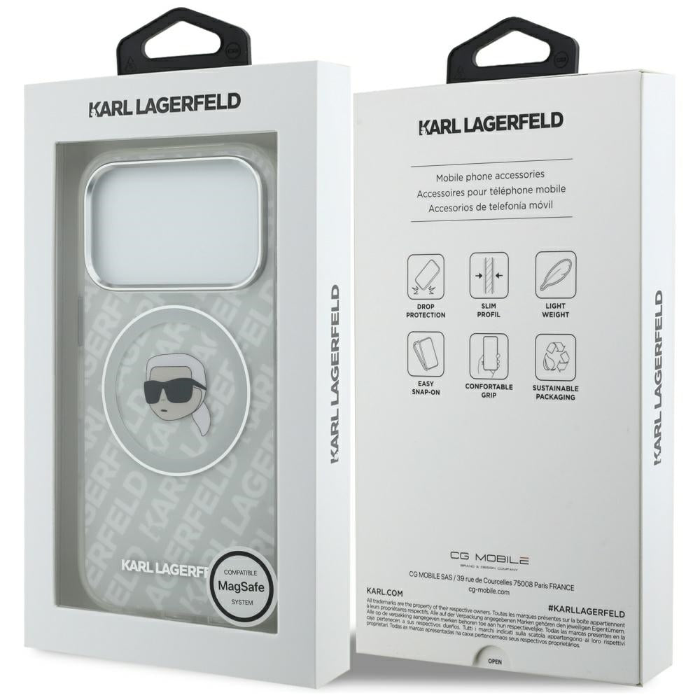 Etui MagSafe dla Apple iPhone 17 Pro Max, Karl Lagerfeld, IML Karl`s Head, Szare
