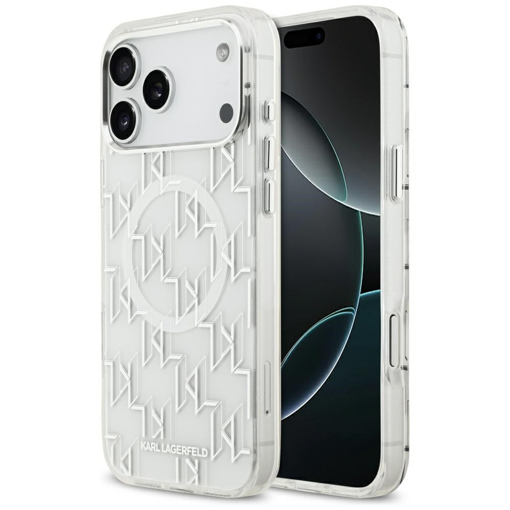 Etui MagSafe dla Apple iPhone 17 Pro Max, Karl Lagerfeld, IML KL Monogram, Białe