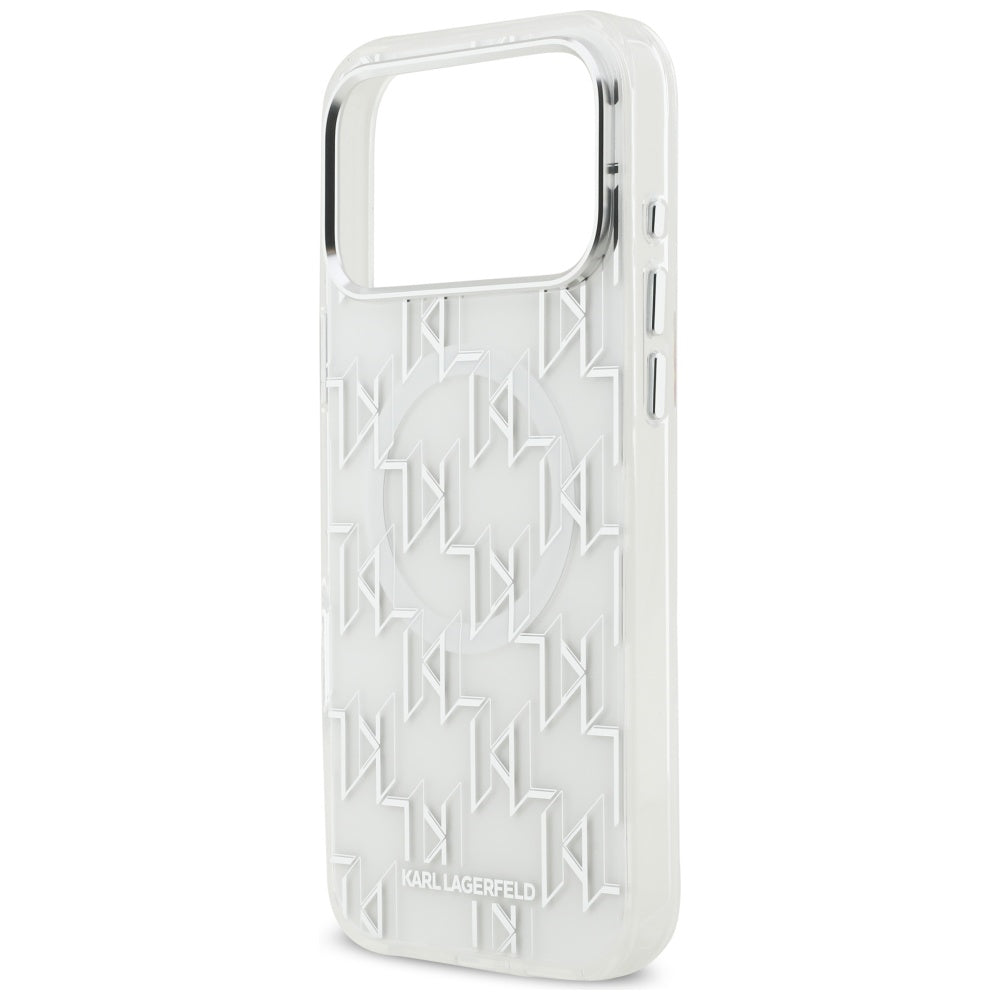 Etui MagSafe dla Apple iPhone 17 Pro Max, Karl Lagerfeld, IML KL Monogram, Białe