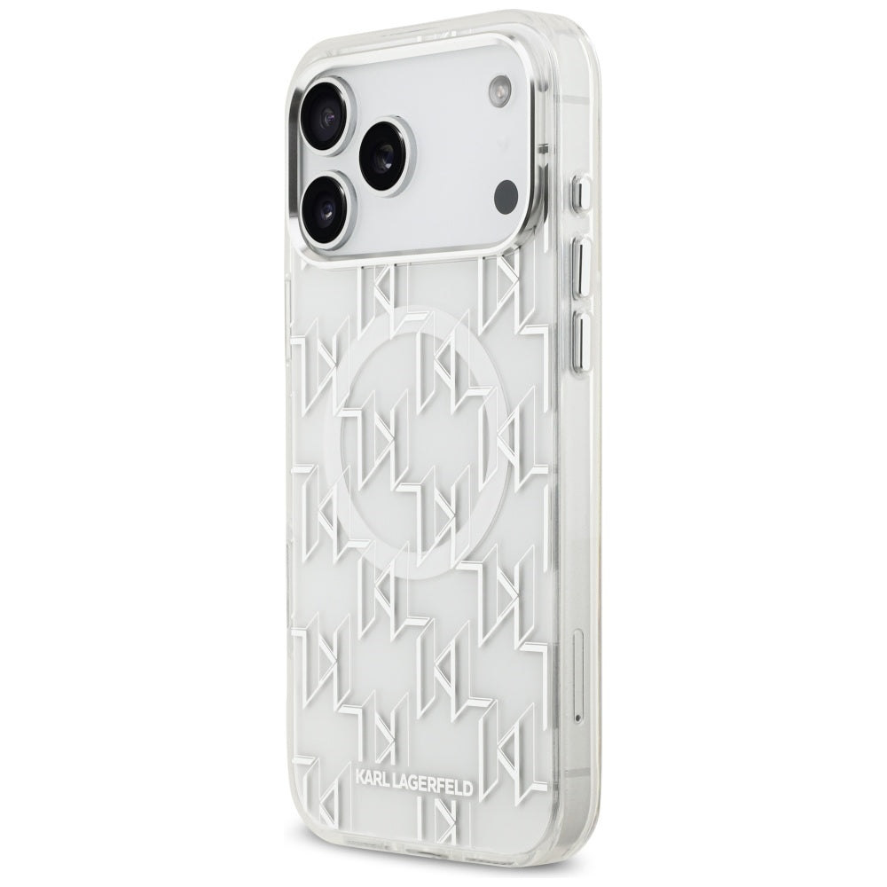 Etui MagSafe dla Apple iPhone 17 Pro Max, Karl Lagerfeld, IML KL Monogram, Białe