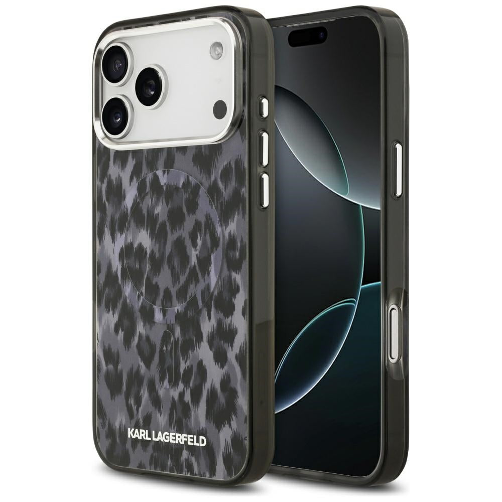 Etui MagSafe dla Apple iPhone 17 Pro Max, Karl Lagerfeld, Wzór Leopard IML, Czarne