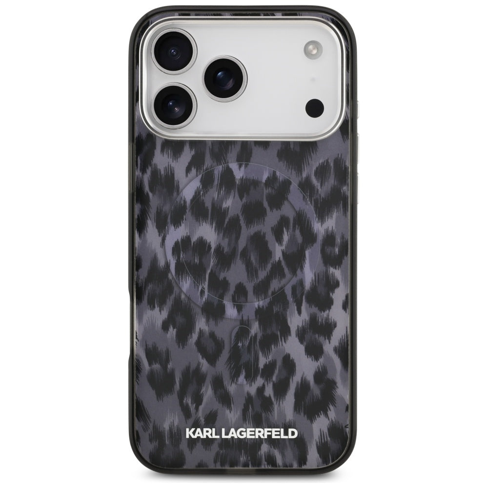 Etui MagSafe dla Apple iPhone 17 Pro Max, Karl Lagerfeld, Wzór Leopard IML, Czarne