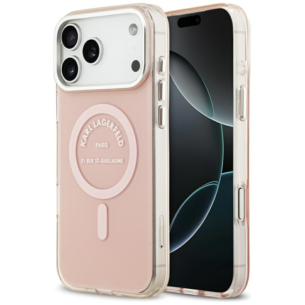 Etui MagSafe dla Apple iPhone 17 Pro Max, Karl Lagerfeld, IML Logo RSG, Różowy