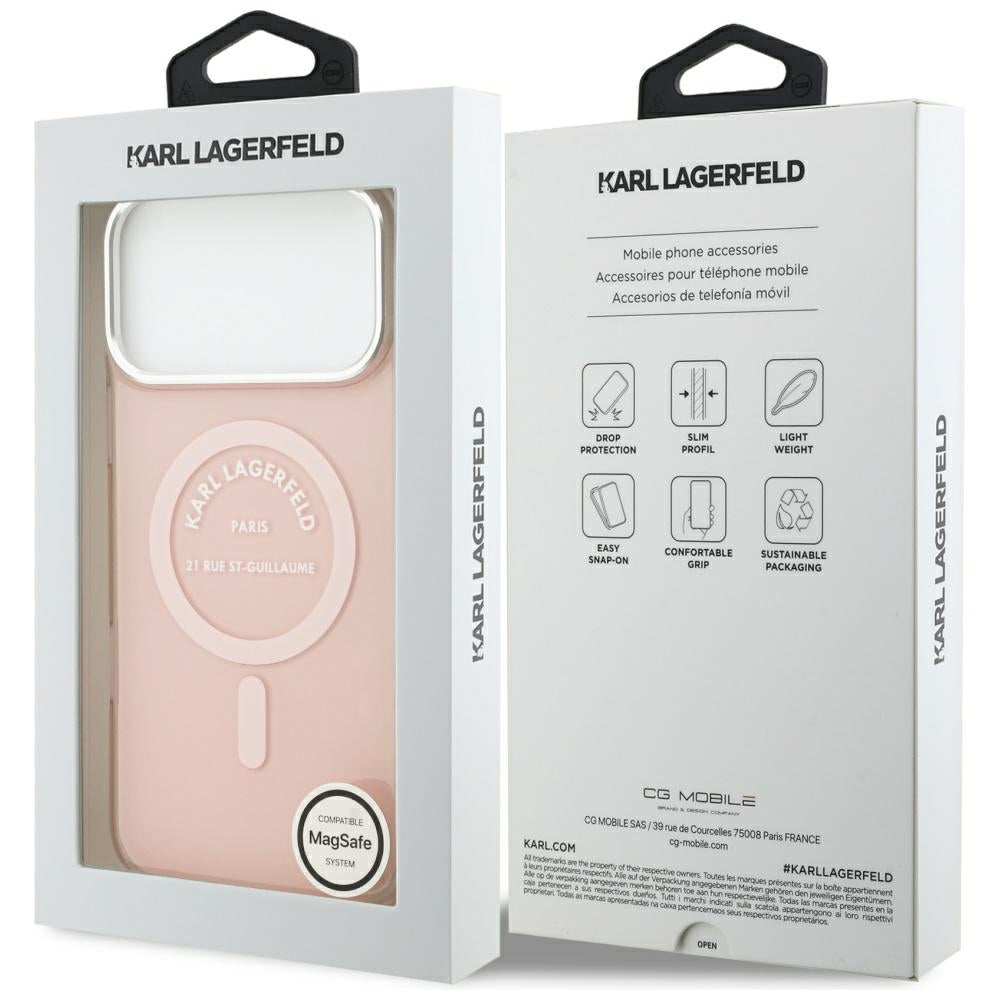Etui MagSafe dla Apple iPhone 17 Pro Max, Karl Lagerfeld, IML Logo RSG, Różowy