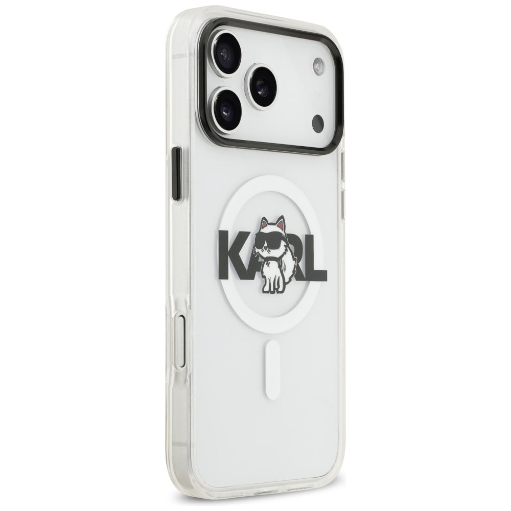 Etui MagSafe dla Apple iPhone 17 Pro Max, Karl Lagerfeld, IML Sketch Logo Choupette, Przezroczyste