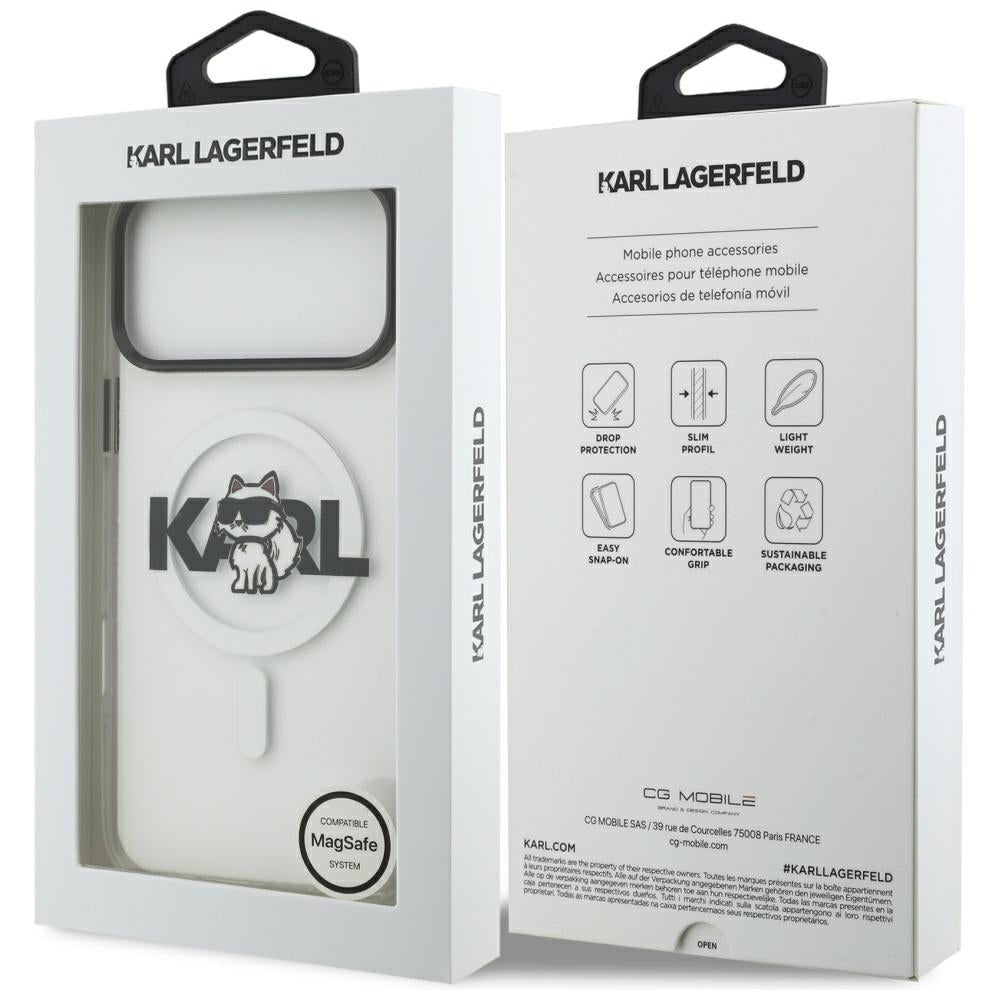 Etui MagSafe dla Apple iPhone 17 Pro Max, Karl Lagerfeld, IML Sketch Logo Choupette, Przezroczyste
