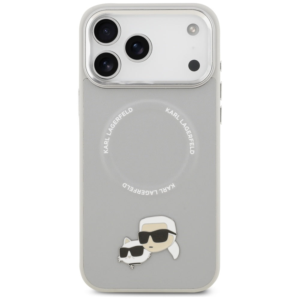 Etui MagSafe dla Apple iPhone 17 Pro Max, Karl Lagerfeld, Karl & Choupette Pins, Szary