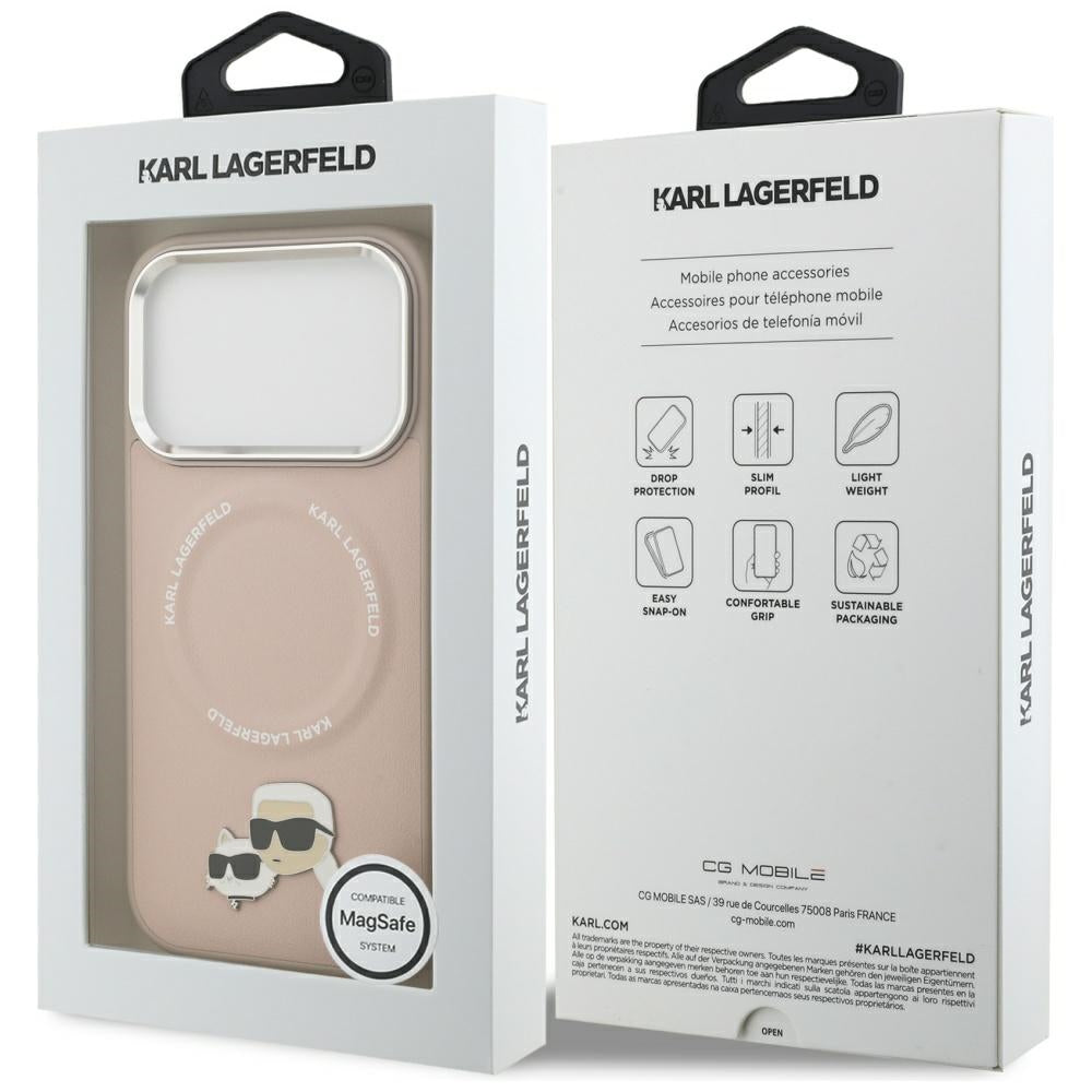 Etui MagSafe dla Apple iPhone 17 Pro Max, Karl Lagerfeld, Karl & Choupette Pins, Różowy