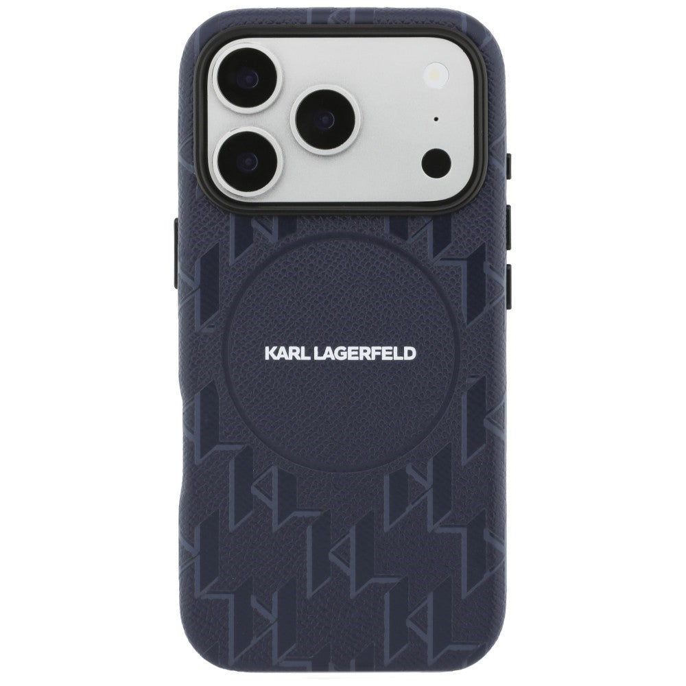 Etui MagSafe dla Apple iPhone 17 Pro Max, Karl Lagerfeld, logo KL Monogram, Niebieskie