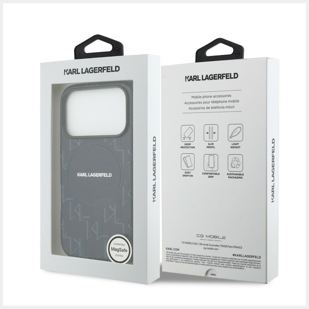 Etui MagSafe dla Apple iPhone 17 Pro Max, Karl Lagerfeld, logo KL Monogram, Niebieskie