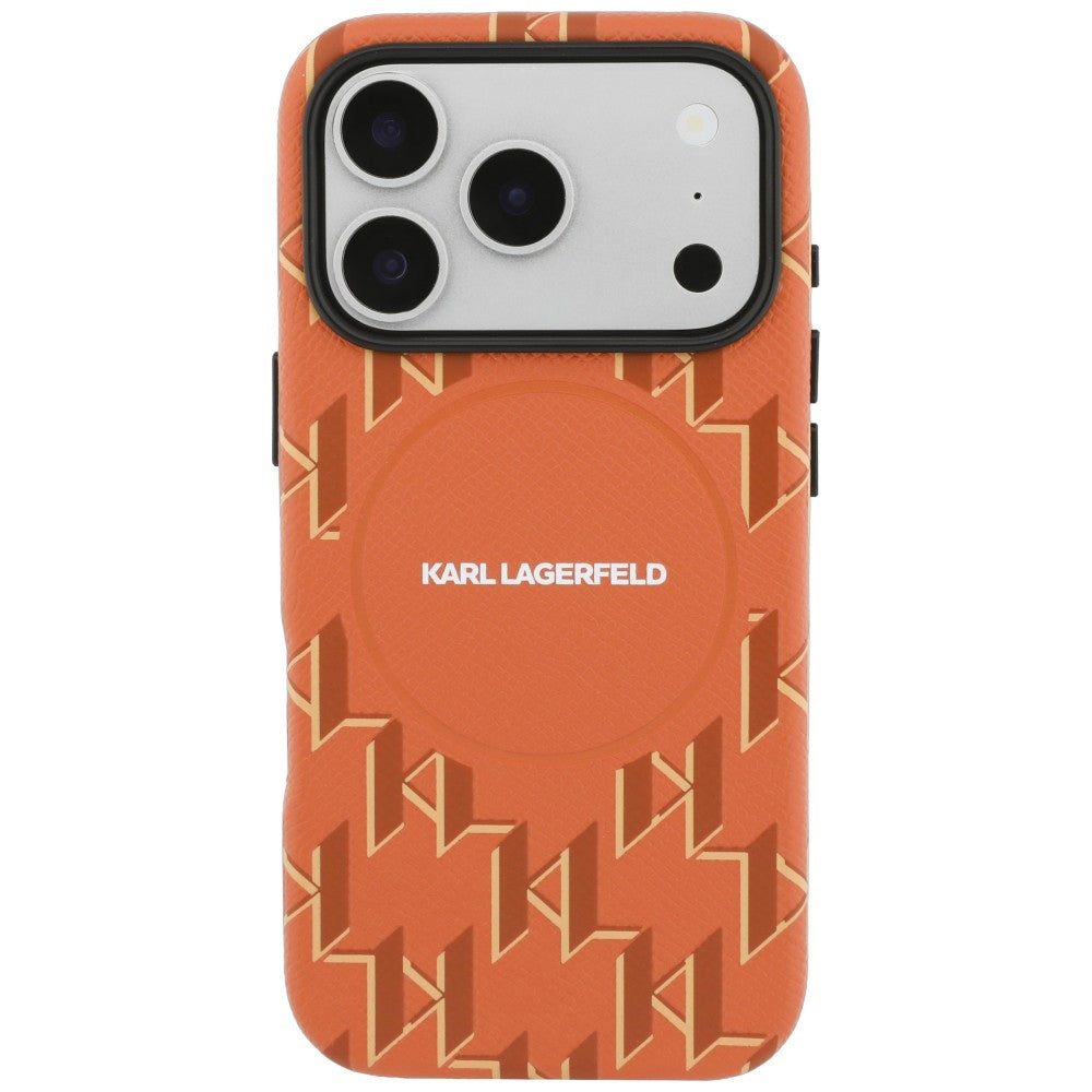 Etui MagSafe dla Apple iPhone 17 Pro Max, Karl Lagerfeld, logo KL Monogram, Pomarańczowe