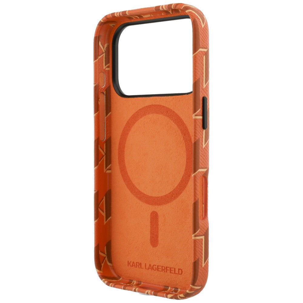 Etui MagSafe dla Apple iPhone 17 Pro Max, Karl Lagerfeld, logo KL Monogram, Pomarańczowe