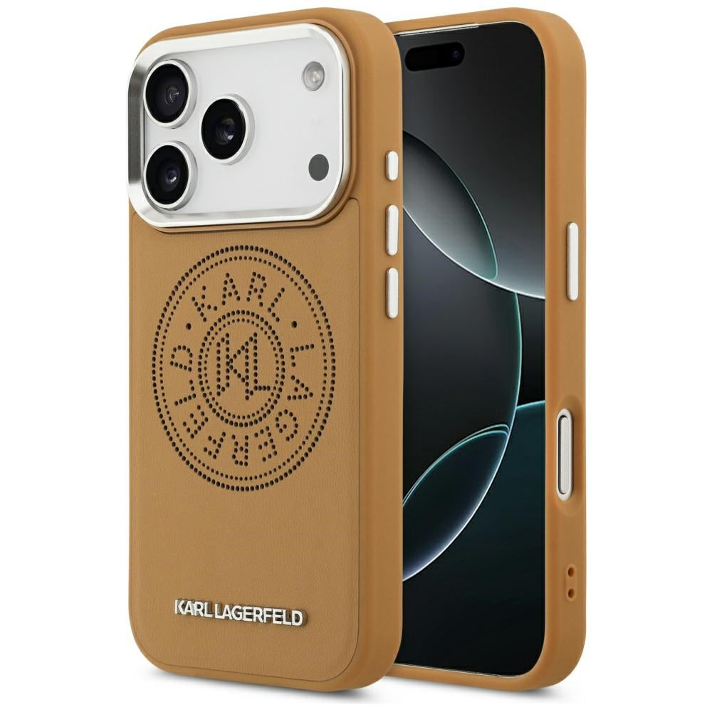 Etui MagSafe dla Apple iPhone 17 Pro Max, Karl Lagerfeld, Point & Metal Logo, Brązowy