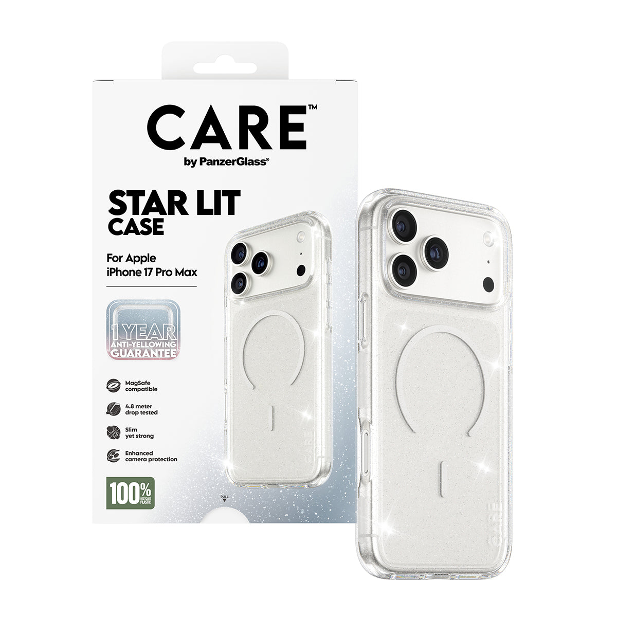 Etui MagSafe dla Apple iPhone 17 Pro Max, PanzerGlass, Care Urban Explorer Star Lit, Przezroczyste Białe