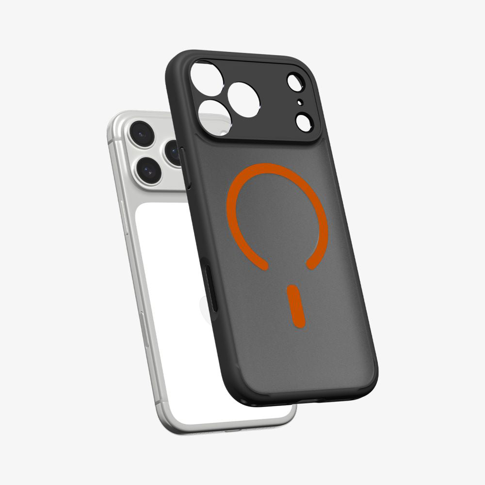 Etui MagSafe dla Apple iPhone 17 Pro Max, Spigen, Ultra Hybrid, Czarne Pomarańczowe Satynowe ACS10482