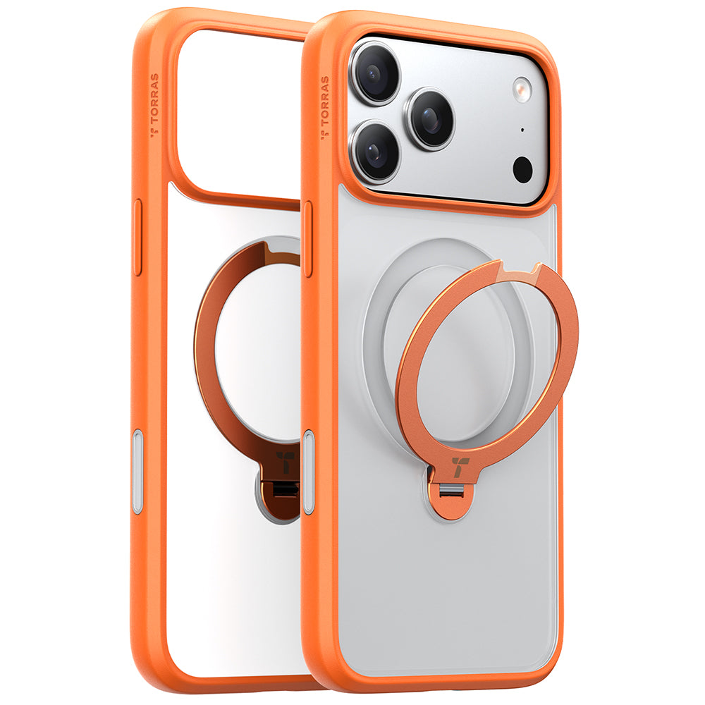 Etui MagSafe dla Apple iPhone 17 Pro Max, Torras, Ostand Spin, Pomarańczowe