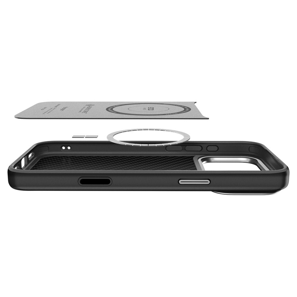 Etui MagSafe dla Apple iPhone 17 Pro, Spigen, Enzo Aramid T, Czarne Srebrne ACS09958