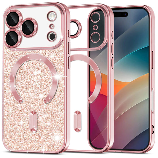 Etui MagSafe dla Apple iPhone 17 Pro, Techsuit, Luxury Glitter, Różowe Złoto