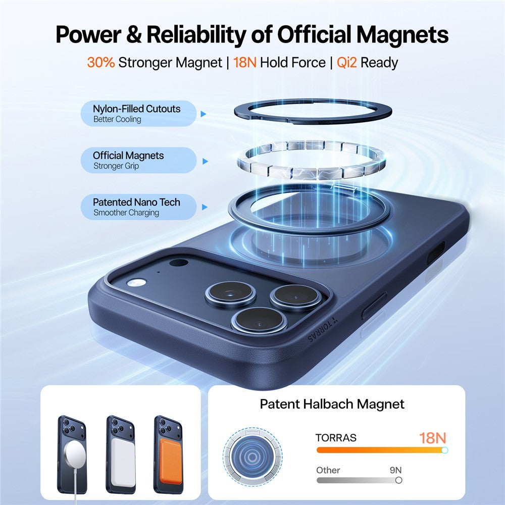 Etui MagSafe dla Apple iPhone 17 Pro, Torras, Ostand Pro, Granatowy