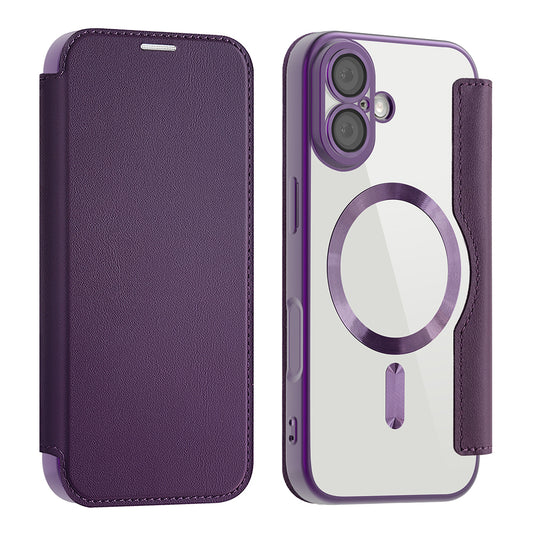 MagSafe Case for Apple iPhone 17, Techsuit, SmartMag Book, Purple