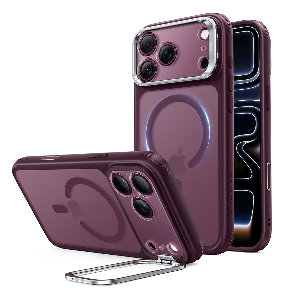 Etui MagSafe do Apple iPhone 18 Pro / 17 Pro, ESR, Classic Hybrid Kickstand, Ciemnoczerwony Satynowy