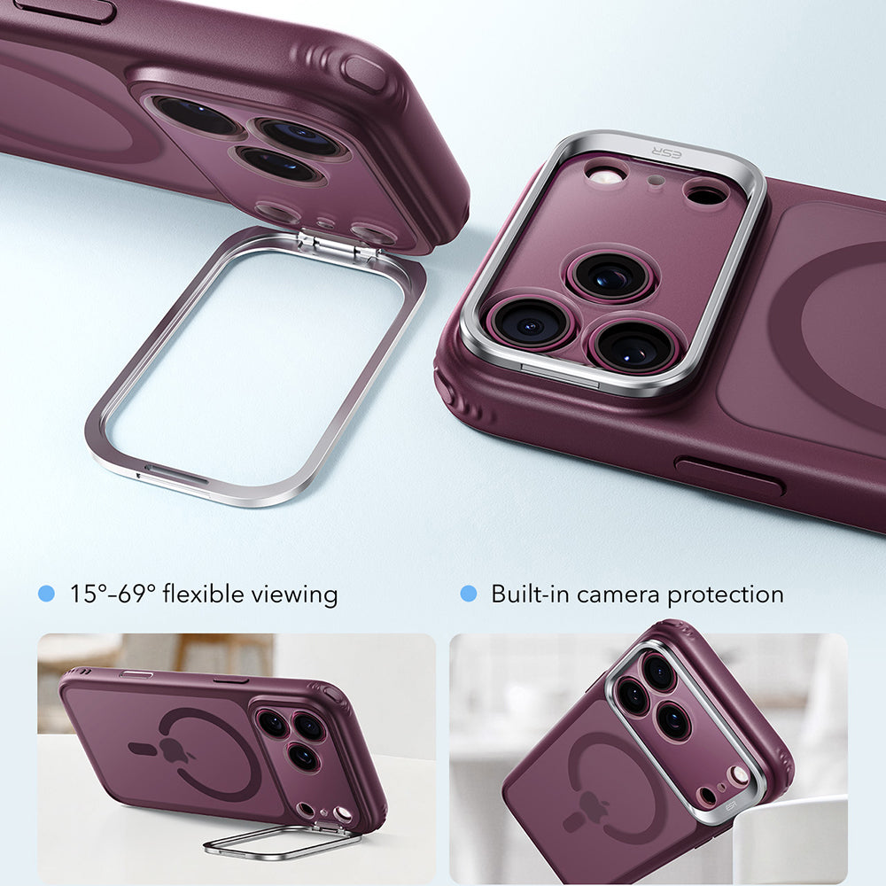 Etui MagSafe do Apple iPhone 18 Pro / 17 Pro, ESR, Classic Hybrid Kickstand, Ciemnoczerwony Satynowy