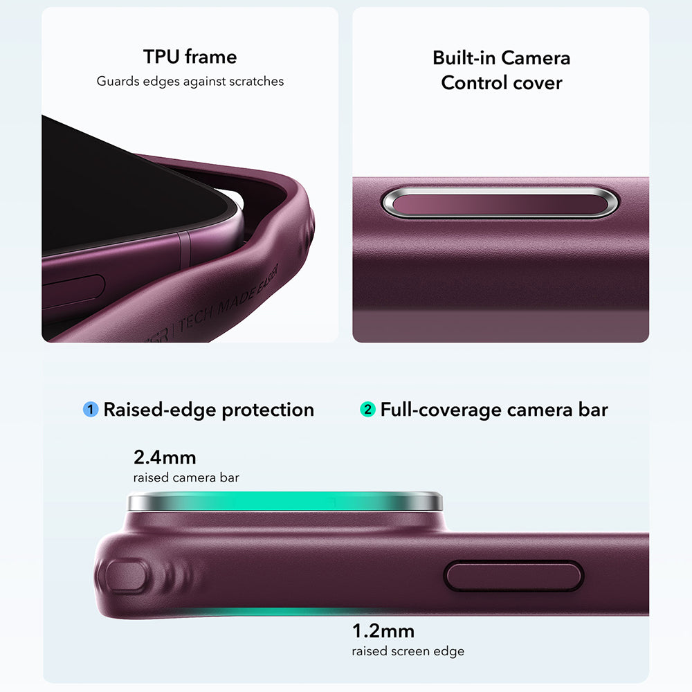 Etui MagSafe do Apple iPhone 18 Pro / 17 Pro, ESR, Classic Hybrid Kickstand, Ciemnoczerwony Satynowy