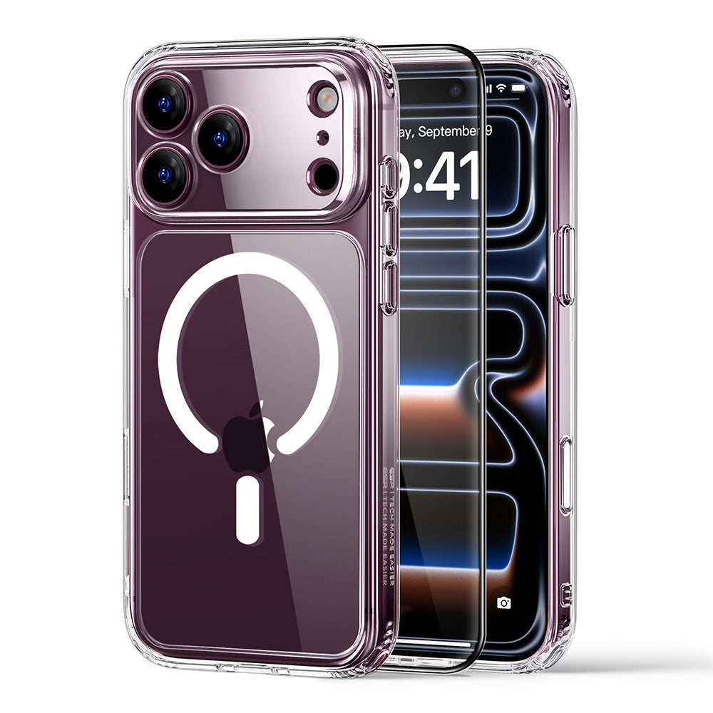 Etui MagSafe do Apple iPhone 18 Pro / 17 Pro, ESR, Classic Hybrid z ochroną ekranu, przezroczyste