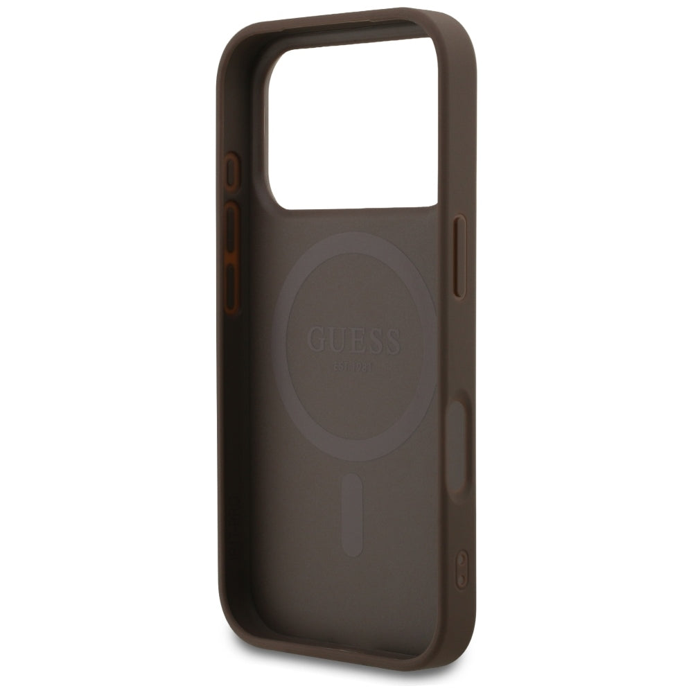 Etui MagSafe do Apple iPhone 18 Pro / 17 Pro, Guess, 4G Small and Classic, Brązowe