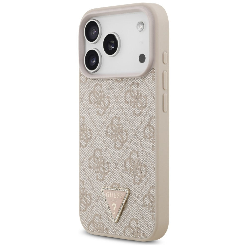 Etui MagSafe do Apple iPhone 18 Pro / 17 Pro, Guess, 4G Triangle Strass, Różowe